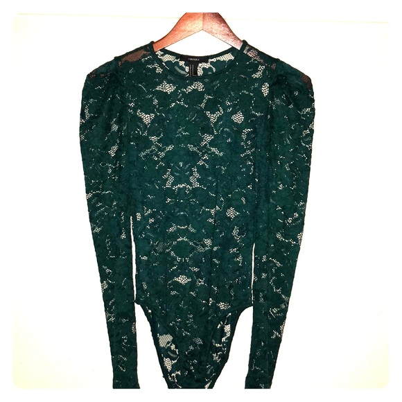 emerald green lace bodysuit